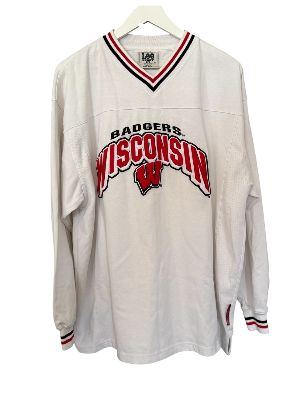 Vintage 90s Wisconsin Badgers Hockey Jersey Lee Sport Mens Size XL Runs Larger